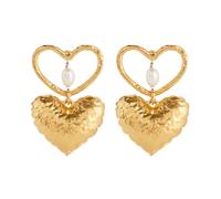 Nina Ricci - Double Heart Brass Earrings - - Accessories - Donna - Giallo - ONE SIZE