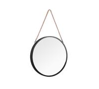 NINA SPECCHIO DA PARETE ROTONDO D.80CM NERO IN METALLO E CORDA