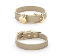 NINA WOOF Copenhagen, collare per cani in pelle, realizzato a mano in morbida pelle vegana, rotondo, imbottito con fibbia regolabile per cani di taglia piccola, piccola, media e grande