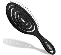 Ninabella Spazzola Capelli Districante - Spazzola Districante per Capelli Bagnati Mossi Ricci - Anti Rottura e Sciogli Nodi per Extension Donna - Design a Spirale Ergonomico - Nero