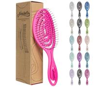 Ninabella Spazzola Districante per Capelli - Spazzola Capelli Bagnati Mossi Ricci - Anti Rottura e Sciogli Nodi per Extension Donna - Design a Spirale Ergonomico - Rosa Neon