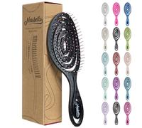 Ninabella Spazzola Districante per Capelli - Spazzola Capelli Bagnati Mossi Ricci - Anti Rottura e Sciogli Nodi per Extension Donna - Design a Spirale Ergonomico - Nero con Punte Rosa