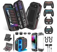 NinABXY Switch 2 Accessori, Bundle 18-IN-1 per Nintendo Switch 2 2025: custodia per il trasporto, custodia per PC trasparente divisa magnetica, doppio dock di ricarica, porta carte di gioco, volanti