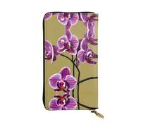 Ninainaid Bellissimo portafoglio lungo in pelle con stampa di orchidee, grande portafoglio da esterno portatile e pratico, adatto sia per uomini che per donne.