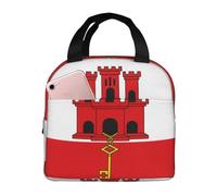 Ninainaid Borsa per il pranzo con stampa bandiera di Gibilterra a prova di perdite, semplice e grande, isolata, può mantenere caldo e freddo, adatta per lavoro, picnic e viaggi.