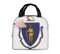 Ninainaid Borsa per il pranzo con stampa della bandiera del Massachusetts a prova di perdite, semplice e grande, isolata, può mantenere caldo e freddo, adatta per lavoro, picnic e viaggi.