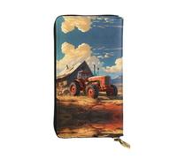 Ninainaid Farm Red Tractor Printing Leather Long Clutch Wallet Large Outdoor Wallet Portable e pratico, adatto sia per uomini che per donne.
