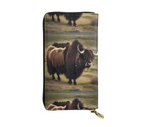 Ninainaid Mighty Highland Yak Printing Portafoglio lungo in pelle pochette grande portafoglio esterno portatile e pratico, adatto sia per uomini che per donne.