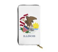 Ninainaid Portafoglio lungo in pelle con stampa bandiera dello stato dell'Illinois, grande portafoglio da esterno portatile e pratico, adatto sia per uomini che per donne.