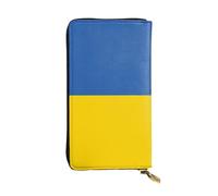 Ninainaid Portafoglio lungo in pelle con stampa bandiera dell'Ucraina, grande portafoglio per esterni, portatile e pratico, adatto sia per uomini che per donne.