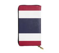 Ninainaid Portafoglio lungo in pelle con stampa della bandiera della Thailandia, grande portafoglio da esterno portatile e pratico, adatto sia per uomini che per donne.