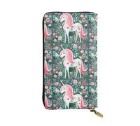 Ninainaid Portafoglio lungo in pelle con stampa di unicorni con capelli rosa, grande portafoglio da esterno portatile e pratico, adatto sia per uomini che per donne.
