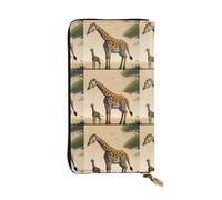 Ninainaid Portafoglio lungo in pelle con stampa giraffa madre e bambino, grande portafoglio da esterno portatile e pratico, adatto sia per uomini che per donne.