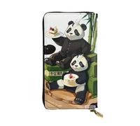Ninainaid Portafoglio lungo in pelle con stampa Pandas of Father and Son Large Outdoor Wallet Portable e pratico, adatto sia per uomini che per donne.