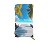 Ninainaid Portafoglio lungo in pelle stampata per vacanze alle Maldive grande portafoglio da esterno portatile e pratico, adatto sia per uomini che per donne.