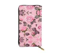 Ninainaid Pretty Pink Roses Printing Leather Long Clutch Wallet Large Outdoor Wallet Portable e pratico, adatto sia per uomini che per donne.