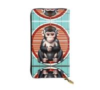 Ninainaid The Silent Monkey Printing Leather Long Clutch Wallet Large Outdoor Wallet Portable e pratico, adatto sia per uomini che per donne.