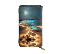 Ninainaid View Under The Moon - Portafoglio lungo in pelle con stampa a forma di luna, grande portafoglio per esterni, portatile e pratico, adatto sia per uomini che per donne.