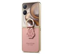 nincyee Custodia a conchiglia placcata compatibile con Xiaomi Mix Flip 2, anello scintillante con diamanti luccicanti e zampa di gatto in pelle PU di alta qualità resistente alle impronte digitali