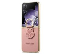 nincyee Custodia a conchiglia placcata compatibile con Xiaomi Mix Flip, scintillante anello con diamanti luccicanti e zampa di gatto in pelle PU di alta qualità resistente alle impronte digitali