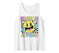 Nine Is A Vibe 9° Compleanno Groovy Sorridente Faccia Ragazzi Ragazze Canotta
