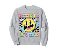 Nine Is A Vibe 9° Compleanno Groovy Sorridente Faccia Ragazzi Ragazze Felpa