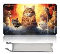 Nine Lives - Gioco da tavolo MTG - Tappetini da gioco + sacchetto impermeabile gratuito, bordi smussati, superficie in gomma liscia, MTG PlayMat with Zones(An Original MTG Playmat)