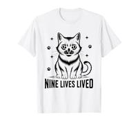 Nine Lives Lived Feline Pet Meow Love Cats Maglietta