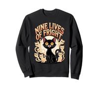 Nine Lives of Fright Funny Cat Ghost Halloween Felpa