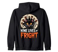 Nine Lives of Fright Funny Halloween Cat Felpa con Cappuccio