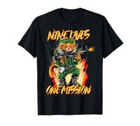 Nine Lives One Mission Cat con Grafica mitragliatrice M60 Maglietta