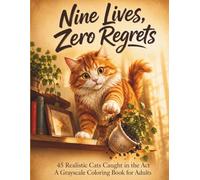 Nine Lives, Zero Regrets: A Realistic Grayscale Coloring Book of Mischievous Cats for Adults & Teens