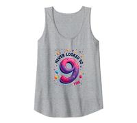 Nine Never Looked So Fine - Regalo di Compleanno per 9 Anni Canotta, Donna, Grigio Melange, S
