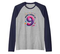 Nine Never Looked So Fine - Regalo di Compleanno per 9 Anni Maglia con Maniche Raglan, Uomo, Navy/Grigio (Athletic Heather), S