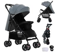 Nine point nine Ultraleggero Passeggino di Soli 4,6 kg, Passeggino da Viaggio con Posizione Sdraiata Regolabile, Carrozzina Neonati Fino a 15 kg, Passeggini Compatto Portatile Pieghevole (A8 Grey)