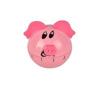 NInE-ROnG Minuteur Cochon Rose 60 Min, Mécanique à Remontage Manuel | Figurine compacte en ABS, cadran rotatif, fonctionnement sans pile, signal final, gâteaux, pizza, légumes, café, lecture