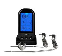 NInE-ROnG Termometro Digitale per Carne Senza fili Timer da Cucina con Doppia Sonde Termometro di Cottura per Manzo Smoker Oven Grill BBQ (nero)