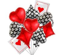 Nine San 10 Pezzi Carte da Gioco Palloncini Playing Cards Casino Palloncino Las Vegas Cuore Poker Foil Ballons Kasino Royale Thema Party Decorazioni