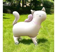 Nine San Palloncini a forma di gatto rosa Walking con gatti in piedi 3D in pellicola con ruote Cat Elio, palloncini per gatti per baby shower, feste di compleanno