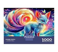 Nine-tailed Fox Jigsaw Puzzles for Adults The Impossible Challenge 1000 Piece Fox Rainbow Cosmic Nebula Difficult Hard Jigsaw Puzzles for Man And Woman with Letters on Back 38x26cm/1000pcs