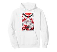 Nine Tailed Fox Kitsune Japanese Sumi-e Ink Art Red Moon Felpa con Cappuccio