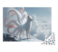 Nine Tailed White Fox on The Mountain Top Puzzle Per Adulti || 1000pcs (75x50cm) Puzzle Giochi EduGattoivi,decorazioni Per La Casa