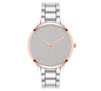 Nine West Orologio da Donna con cinturino in autentico cristallo accentato, Argento/Oro Rosa