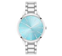 Nine West Orologio da Donna con cinturino in autentico cristallo accentato, Argento (Silver/Teal)