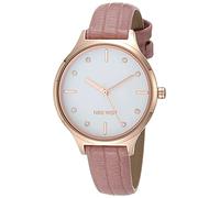 Nine West Orologio da donna con cinturino in cristallo accentato, Rosa/oro rosa., cinturino