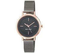 Nine West - Orologio da donna con cinturino in maglia mesh, Grigio Canna Di Fucile Scuro/Oro Rosa