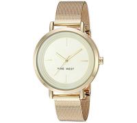 Nine West - Orologio da donna con cinturino in maglia mesh, Oro