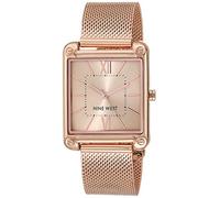 Nine West - Orologio da donna con cinturino in maglia mesh, Oro Rosa