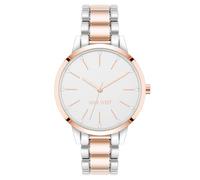 Nine West Orologio da donna con quadrante floreale, Argento/Oro rosa 2, classico