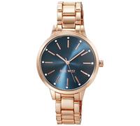 Nine West Orologio da polso da Donna, con cinturino impreziosito da cristalli, Oro Rosa/Blu Marino